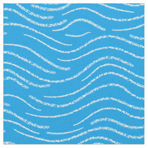 Whimsical Blauw en Wit Gestreepte Krabbels Stof
