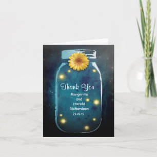 Whimsical Blauw Rustieke Mason Jar Bedankt