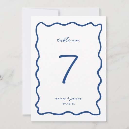 Whimsical Blauw Trouwtafel Nummer Kaart (Achterkant)
