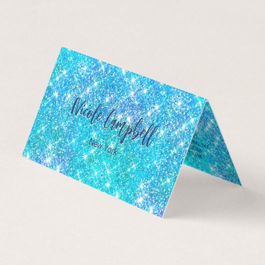 Whimsical blauwe aqua faux Glitter Visitekaartjes (Voorkant)
