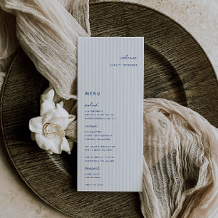 Whimsical Blauwe Bruiloft Plaats Kaart Menu
