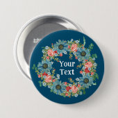 Whimsical Blauwe Daisy Bloemkrans revers charme Ronde Button 7,6 Cm (Voorkant /achterkant)