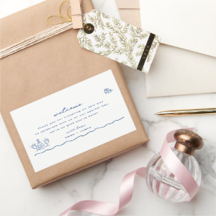 Whimsical Blauwe Doodle Bruiloft Welkomsttas Rechthoekige Sticker