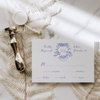 Whimsical Blauwe Hand getrokken Crest Monogram | B