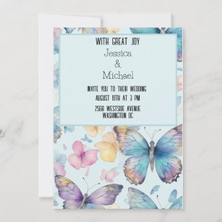 Whimsical Blauwe Vlinders Bruiloft Kaart