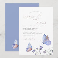 Whimsical Blauwe Vlinders Monogram Bruiloft