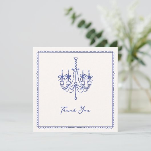 Whimsical, bleu illustratif mariage merci (Debout devant)