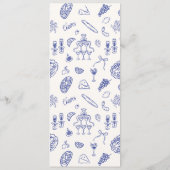 Whimsical, bleu Main dessinée Mariage plat menu (Dos)