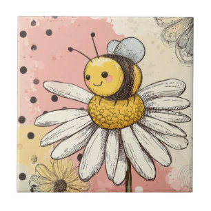 Whimsical Bloem en Bij – Knus Bloemstuk (1) Tegeltje