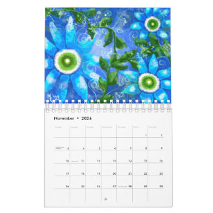 Whimsical Bloemen Abstracte Kunst 12-maanden Kalen Kalender