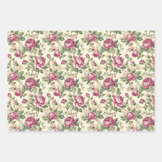 Whimsical Bloemen en knoppen van bloemige roze pio Inpakpapier Vel (Voorkant 2)