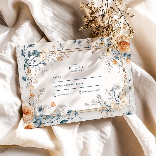 Whimsical  Bloemen Fern Wedding RSVP Kaartje