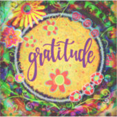 Whimsical Bloemen Grateful Inspirativity Sticker (Voorkant)