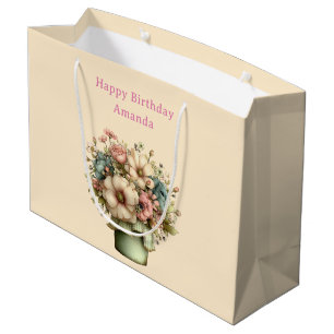 Whimsical Bloemen in een Pot Cute Verjaardag Groot Cadeauzakje