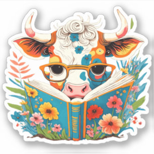 Whimsical "Bloemen Koe Leesboek" Vinyl Sticker
