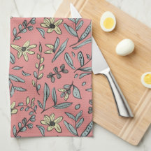 Whimsical Bloemen op Blush Keuken Handdoek