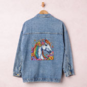 Whimsical Bloemen Wit Paard  Kleurrijk Denim Jacket (Hangar)