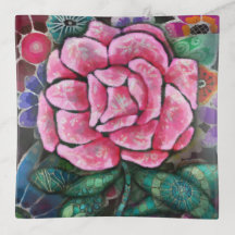 Whimsical Bloemendessin Roze Roos Art Nouveau Bota