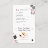 Whimsical bloemenschattig roze huisdier oppas hond visitekaartje (Achterkant)