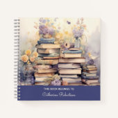 Whimsical bloemenstapel boeken notitieboek (Voorkant)
