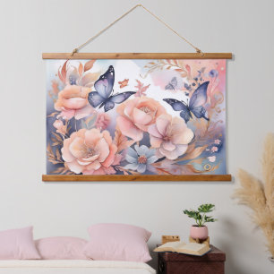 Whimsical bloemenvlinders speels design hangend wandkleed