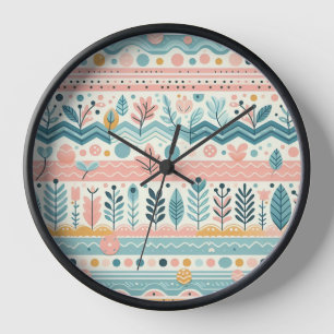 Whimsical Bloemenwandklok