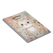Whimsical Bloemrijke Gepersonaliseerde Kat Notitieboek (Rechterzijde)