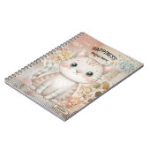 Whimsical Bloemrijke Gepersonaliseerde Kat Notitieboek (Linkerzijde)