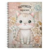 Whimsical Bloemrijke Gepersonaliseerde Kat Notitieboek (Voorkant)