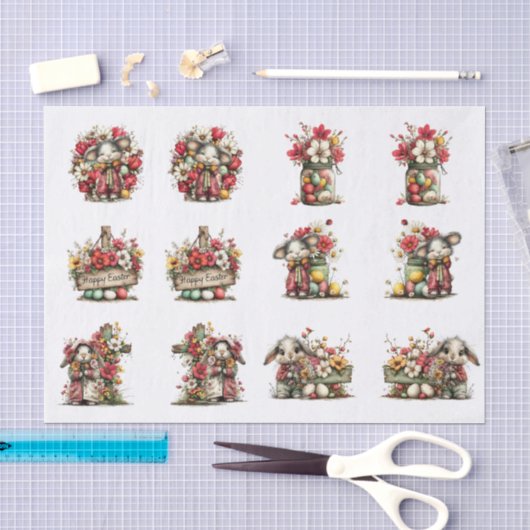 Whimsical Bloemrijke Pasen voor Schelpen Decoupage Tissuepapier (Craft)
