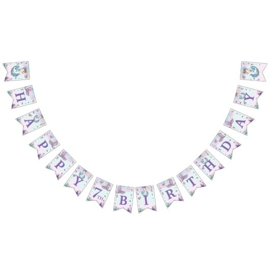 Whimsical Blondine Zeemeermin Verjaardag Onder het Vlaggetjes (Alle)