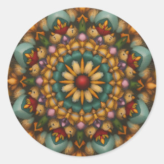 Whimsical Bloom Mandala – Natuur geïnspireerd Ronde Sticker