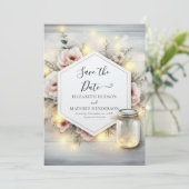 Whimsical Bloom Mason Jar Wedding Save The Date (Staand voorkant)