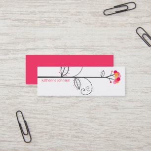 Whimsical Bloom Tree Fuchsia Roze Stippen kleurrij Mini Visitekaartje