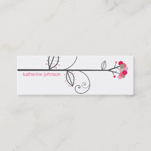 Whimsical Bloom Tree Magenta Roze Stippen Kleurrij Mini Visitekaartje (Voorkant)