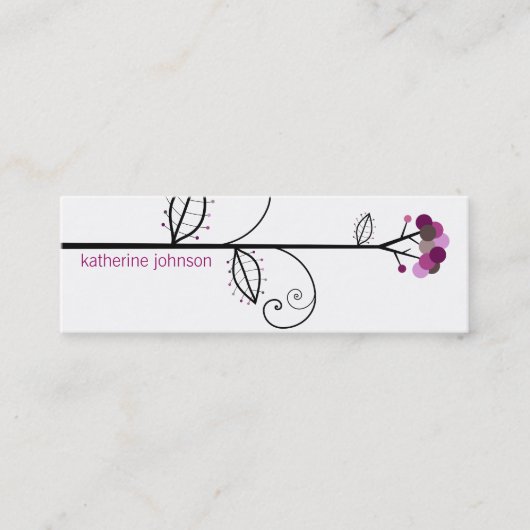 Whimsical Bloom Tree Plum Paarse Stippen Kleurrijk Mini Visitekaartje (Voorkant)