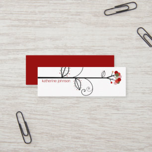 Whimsical Bloom Tree Scarlet Rode Stippen Kleurrij Mini Visitekaartje