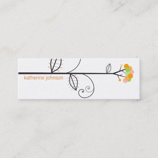 Whimsical Bloom Tree Yellow Citrus Stippen Kleurri Mini Visitekaartje (Voorkant)