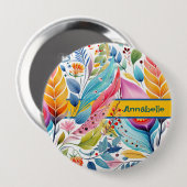 "Whimsical Blooms Floral Symphony" Ronde Button 4,0 Cm (Voorkant /achterkant)