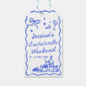 Whimsical Blue Bachelorette Party Weekend Cadeaulabel (Achterkant)