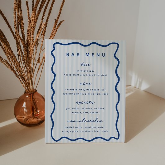 Whimsical Blue Bar Menu Lijst Reclamebord Met Voetstuk