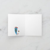 Whimsical Blue Bird Illustration Wenskaart Kaart (Binnen)