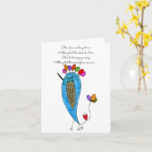 Whimsical Blue Bird Illustration Wenskaart Kaart (Gele Bloem)