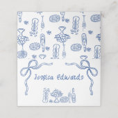 Whimsical Blue Bow Vrijgezellenfeest Gevouwen Plaa (Buitenkant ongevouwen)