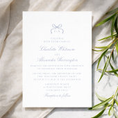 Whimsical Blue Bow Wedding Invitation Kaart