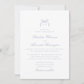 Whimsical Blue Bow Wedding Invitation Kaart (Voorkant)