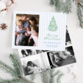 Whimsical Blue Bows On Christmas Tree Photo Feestdagenkaart