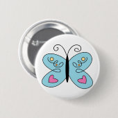 Whimsical Blue Butterfly met hart Wings Ronde Button 5,7 Cm (Voorkant /achterkant)