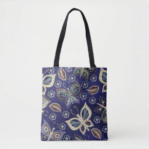 Whimsical Blue Butterfly Naadloos Patroon Draagtas