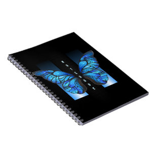 "Whimsical Blue Butterfly Spiral Photo Notitieboek